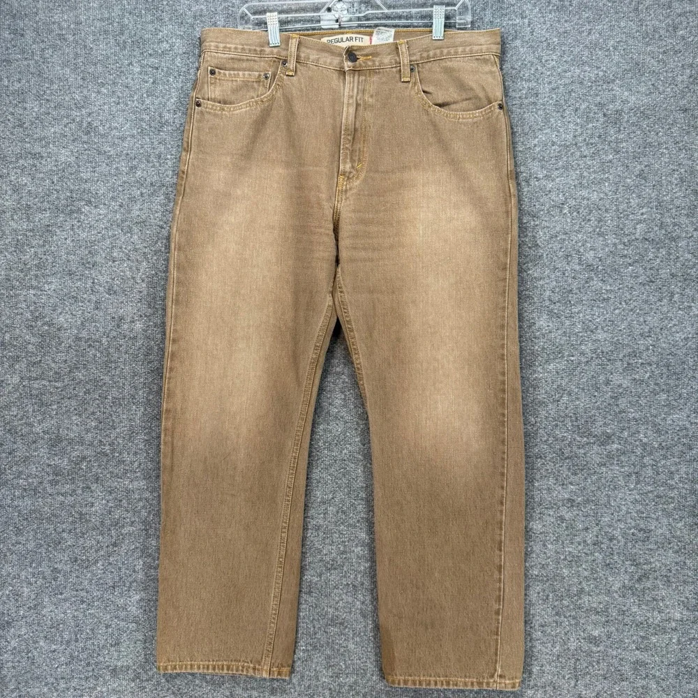 Levi's 505 Jeans Men 36x30 Brown Regular Fit Straight Leg Denim Classic Workwear